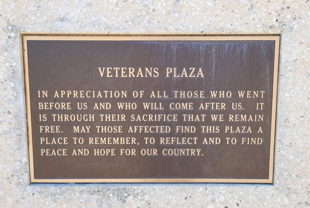 WACO VETERANS PLAZA MEMORIAL PLAQUE