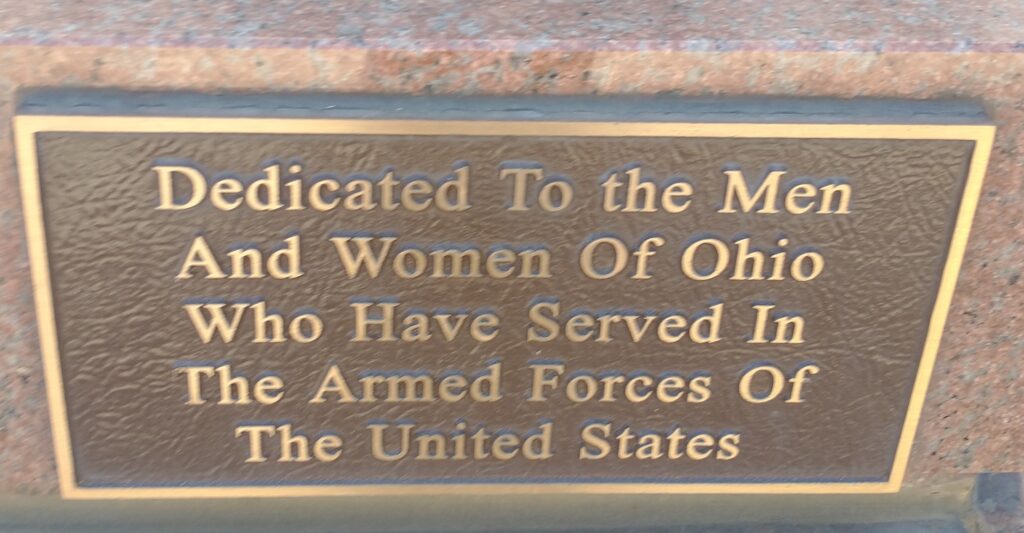 OHIO VETERANS PLAZA MEMORIAL PLAQUE