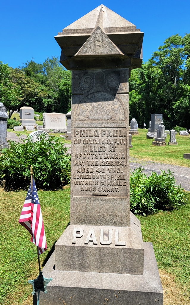 PHILO PAUL WAR MEMORIAL CEMETERY STONE