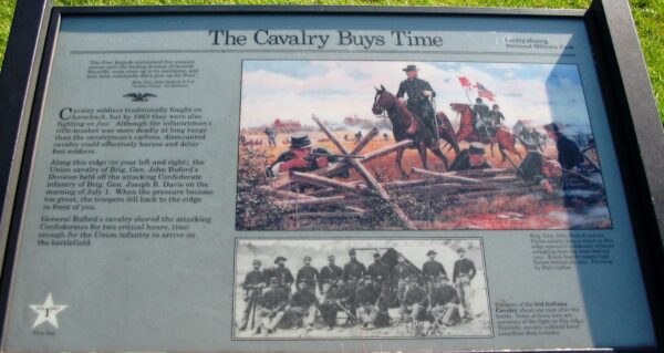 THE CAVALRY BUYS TIME WAR MEMORIAL PANEL