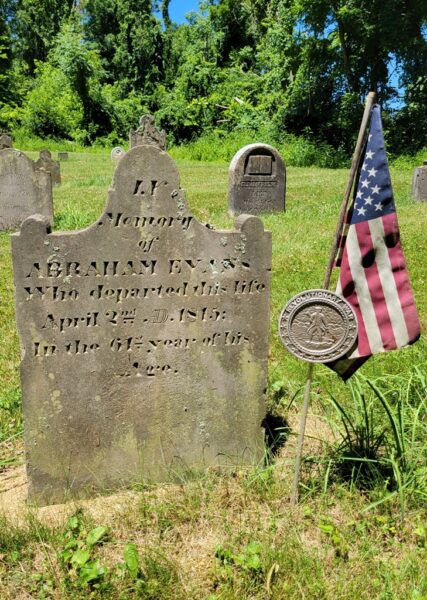 ABRAHAM EVANS REVOLUTIONARY WAR SOLDIER MEMORIAL CEMETERY STONE