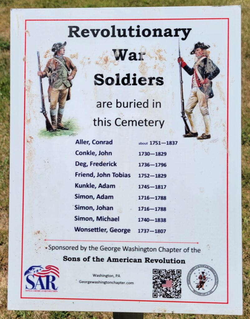 REVOLUTIONARY WAR SOLDIERS BURIED IN BETHLEHAM LUTHERN CHURCH CEMETERY MEMORIAL PLAQUE