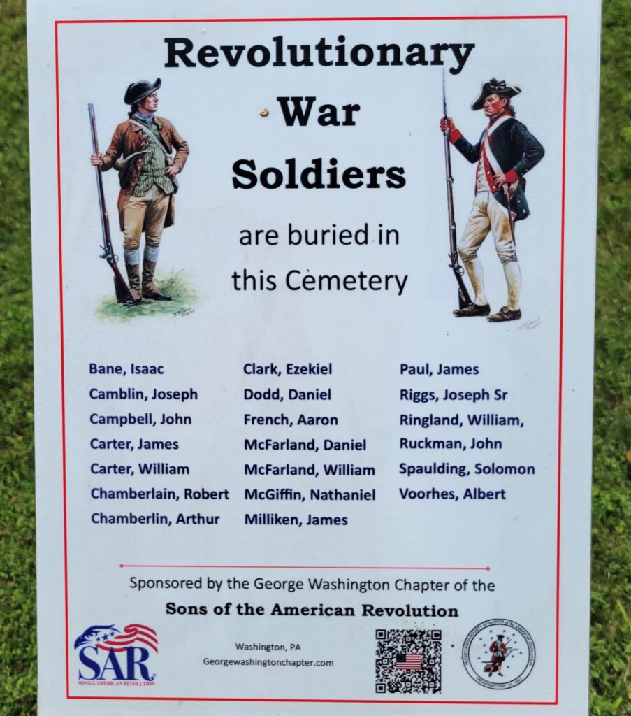REVOLUTIONARY WAR SOLDIERS BURIED IN TEN MILE CEMETERY MEMORIAL PLAQUE