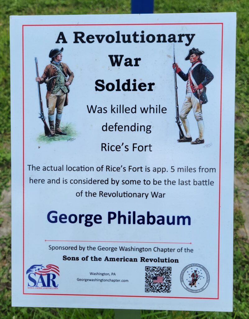 A REVOLUTIONARY WAR SOLDIER KILLED DEFENDING RICE’S FORT MEMORIAL PLAQUE