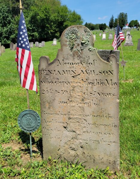 BENJAMIN WILSON REVOLUTIONARY WAR SOLDIER MEMORIAL CEMETERY STONE