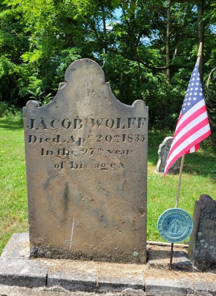 JACOB WOLFF REVOLUTIONARY WAR SOLDIER MEMORIAL CEMETERY STONE