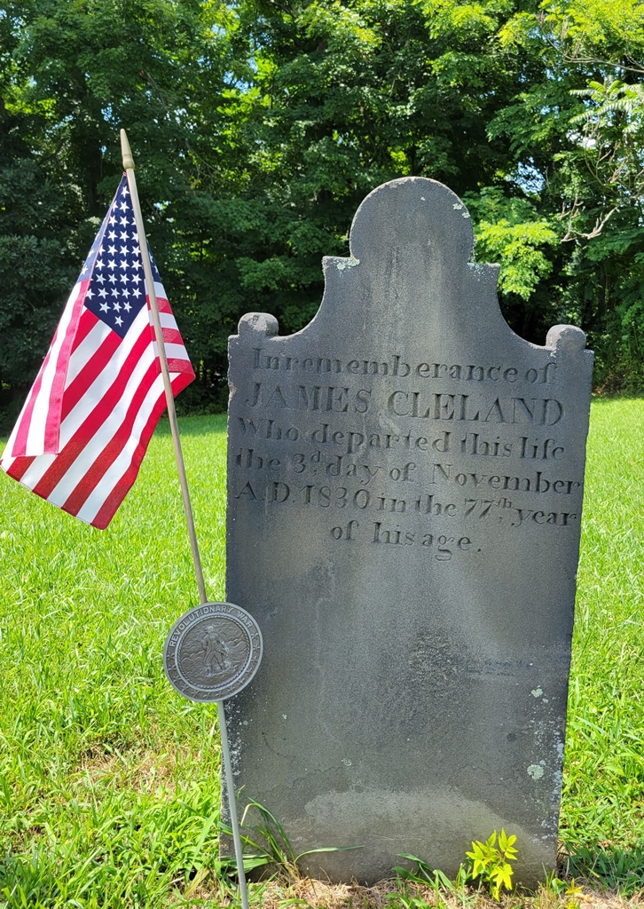 JAMES CLELAND REVOLUTIONARY WAR SOLDIER MEMORIAL CEMETERY STONE