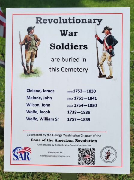 REVOLUTIONARY WAR SOLDIERS BURIED IN EAST BUFFALO PRESBYTERIAN CHURCH CEMETERY MEMORIAL PLAQUE