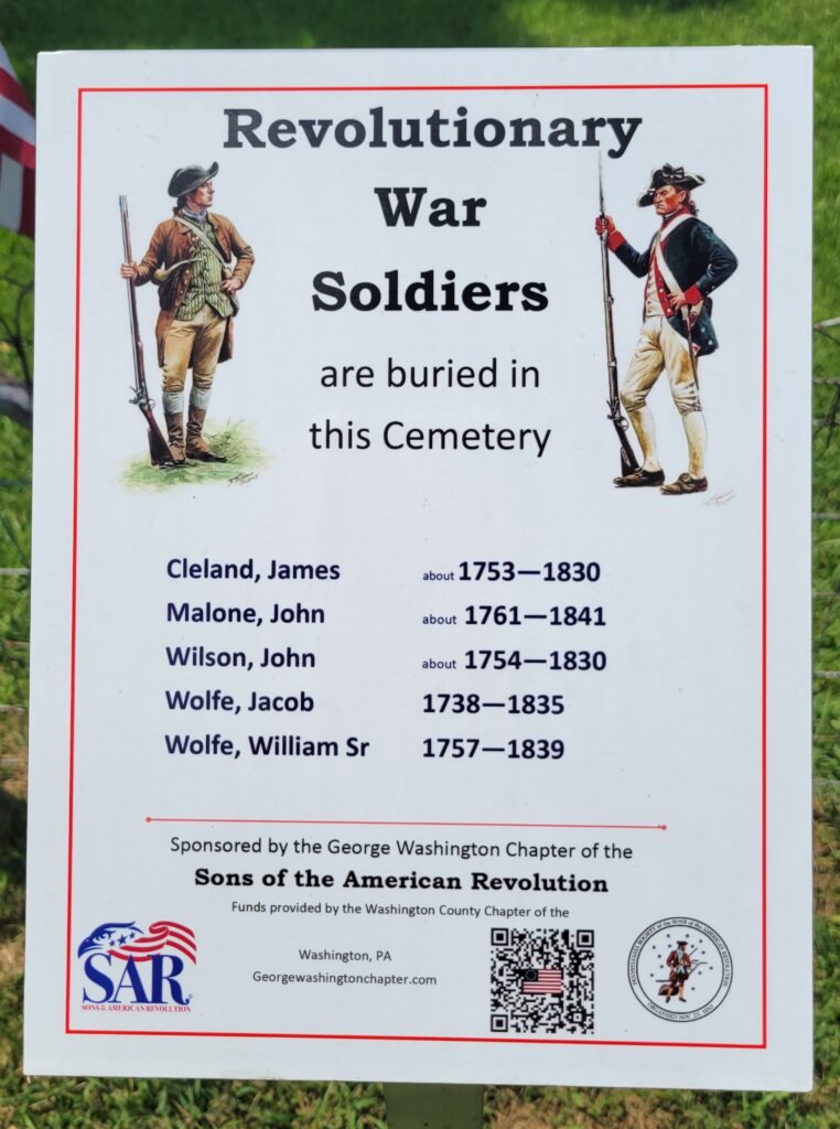 REVOLUTIONARY WAR SOLDIERS BURIED IN EAST BUFFALO PRESBYTERIAN CHURCH CEMETERY MEMORIAL PLAQUE