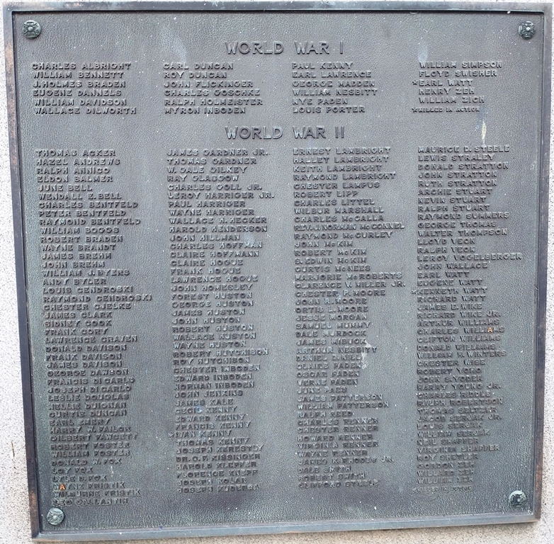 ENON VALLEY WORLD WAR I & II VETERANS MEMORIAL PLAQUE