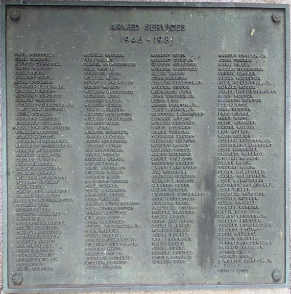 ENON VALLEY ARMED SERVICES VETERANS WAR MEMORIAL PLAQUE