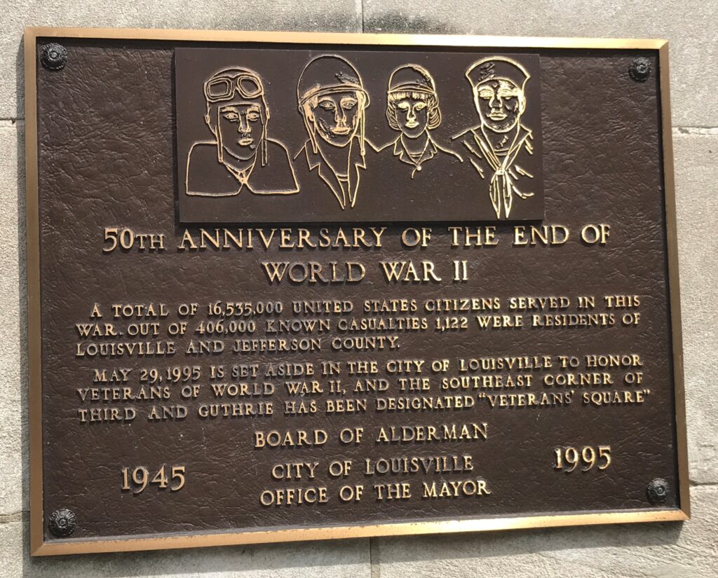 50TH ANNIVERSARY OF THE END OF WORLD WAR II MEMORIAL PLAQUE