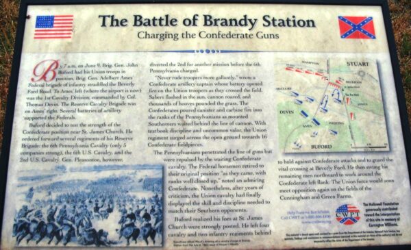 THE BATTLE OF BRANDY STATION CHARGING THE CONFEDERATE GUNS WAR MEMORIAL PANEL