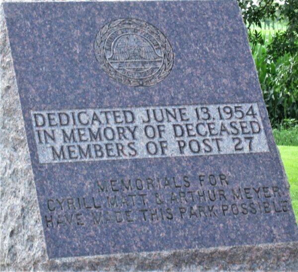 AMVETS POST 27 VETERANS MEMORIAL DEDICATION STONE