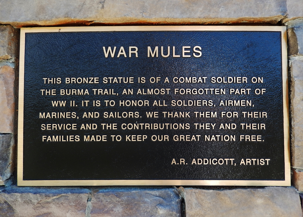 WAR MULES MEMORIAL PLAQUE