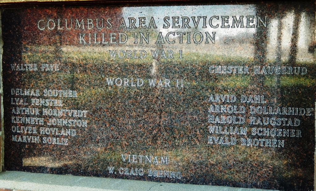COLUMBUS AREA SERVICEMEN KILLED IN ACTION MEMORIAL PLAQUE
