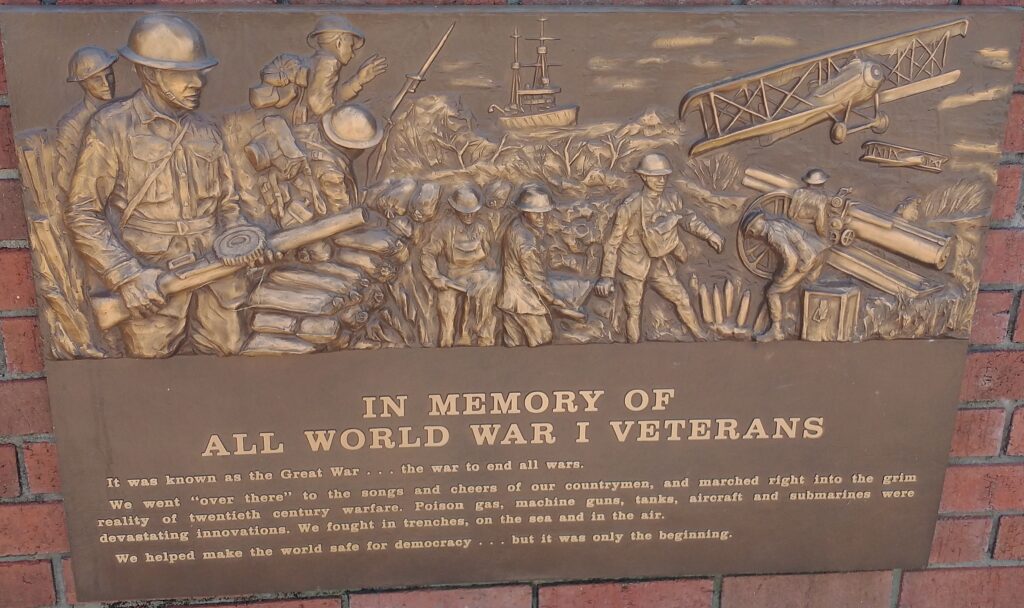 HANCOCK IN MEMORY OF ALL WORLD WAR I VETERANS MEMORIAL PLAQUE