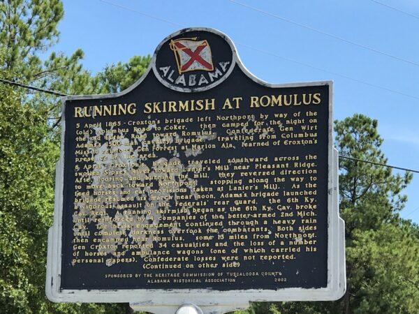 RUNNING SKIRMISH AT ROMULUS MEMORIAL MARKER FRONT