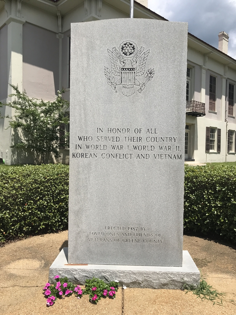 GREEN COUNTY, AL WAR VETERANS MEMORIAL FRONT