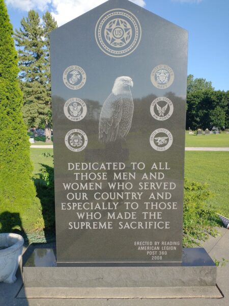 READING AMERICAN LEGION POST 360 SUPREME SACRIFICE MEMORIAL FRONT