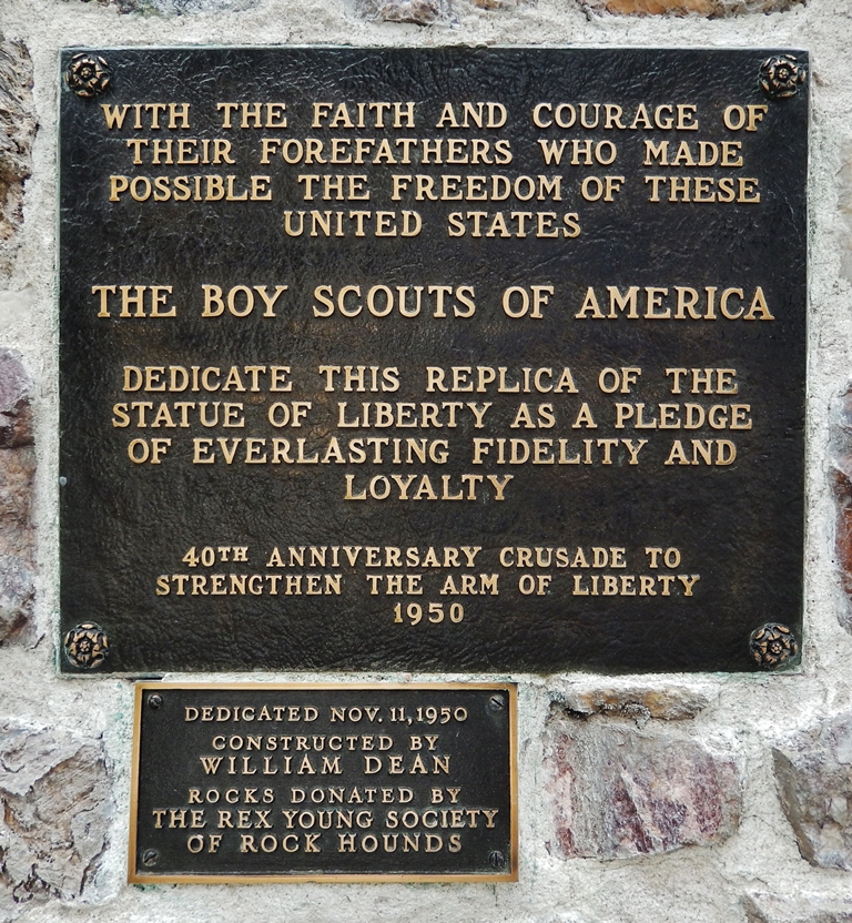 TORRINGTON STATUE OF LIBERTY REPLICA MEMORIAL PLAQUE