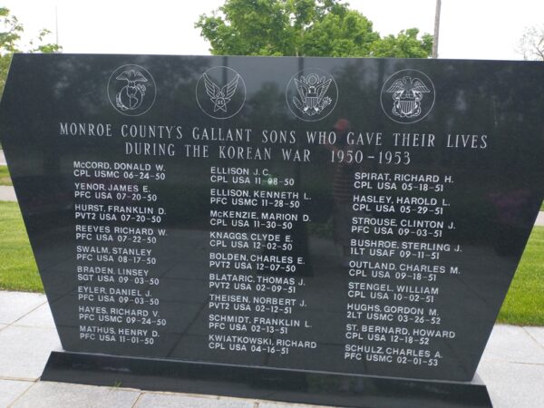 MONROE COUNTY KOREAN WAR MEMORIAL BACK
