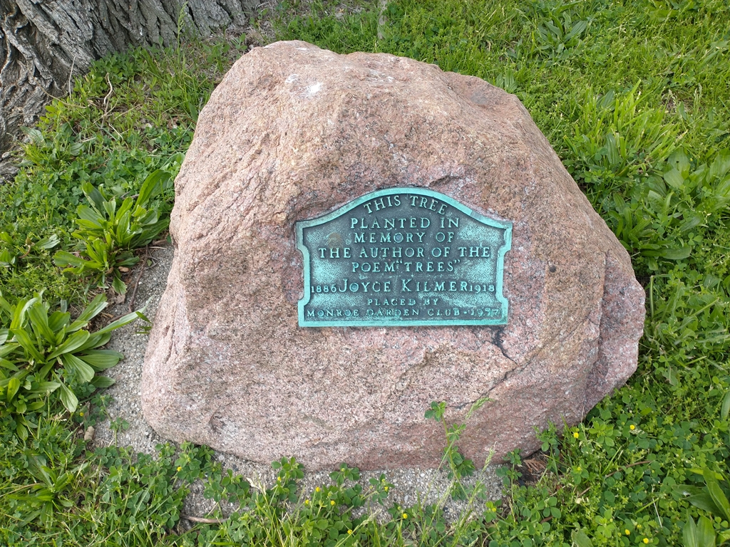 JOYCE KILMER MEMORIAL TREE PLAQUE