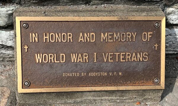 CITIZENS OF ADDYSTON WAR VETERANS MEMORIAL PLAQUE D