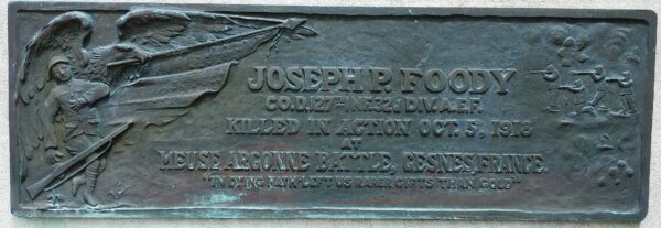 JOSEPH P. FOODY WAR MEMORIAL PLAQUE