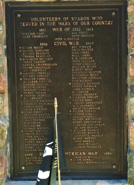 SHARON CENTER WAR VETERANS MEMORIAL PLAQUE C