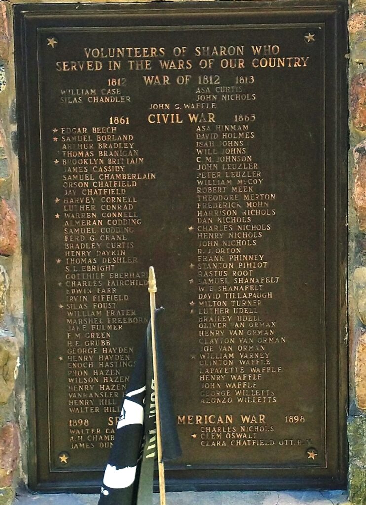 SHARON CENTER WAR VETERANS MEMORIAL PLAQUE C