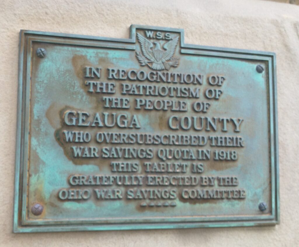 GEAUGA COUNTY WAR SAVINGS STAMPS MEMORIAL PLAQUE