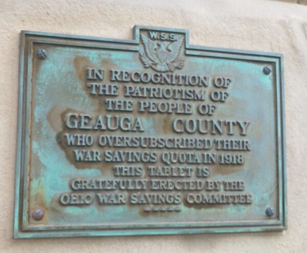GEAUGA COUNTY WAR SAVINGS STAMPS MEMORIAL PLAQUE