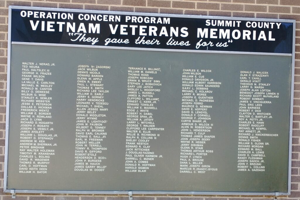 SUMMIT COUNTY VIETNAM VETERANS MEMORIAL PLAQUE