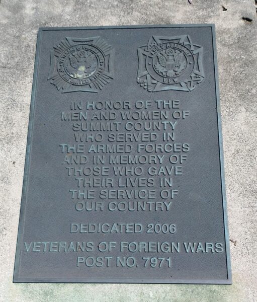 SUMMIT COUNTY ARMED FORCES MEMORIAL PLAQUE