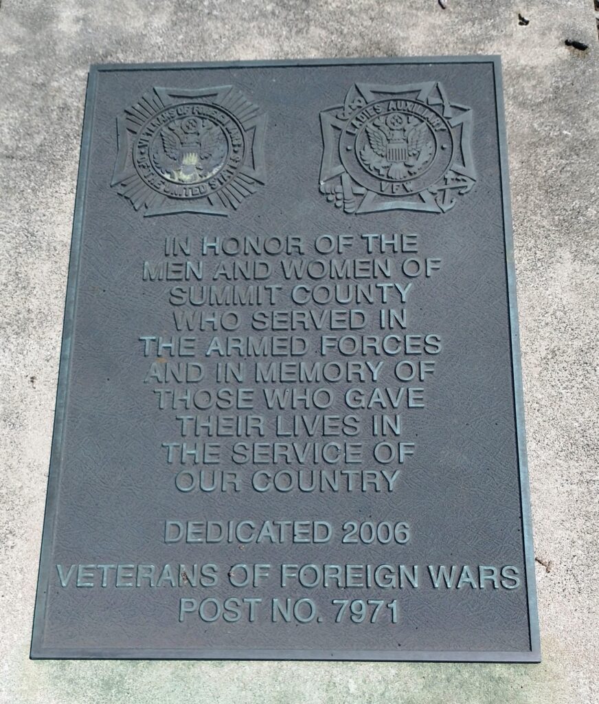 SUMMIT COUNTY ARMED FORCES MEMORIAL PLAQUE