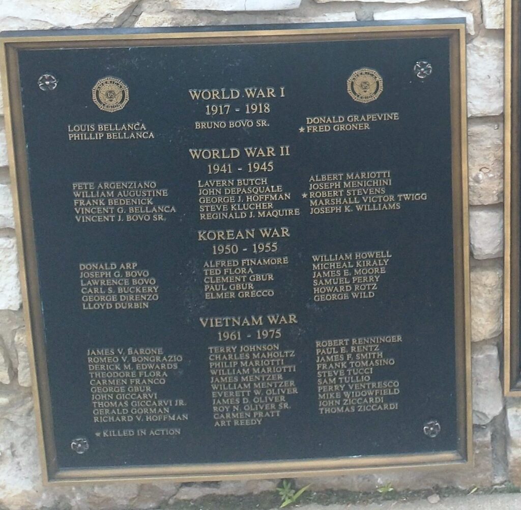 LOWELLVILLE WAR VETERANS MEMORIAL PLAQUE F
