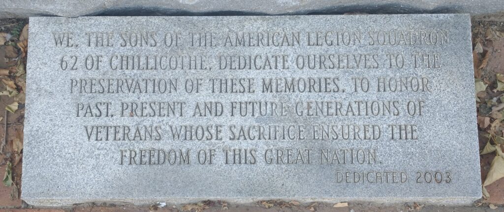 THE SONS OF THE AMERICAN LEGION SQUADRON 62 VETERANS MEMORIAL DEDICATION STONE
