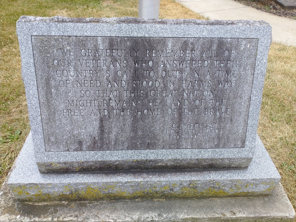 SOUTH AMHERST AMERICAN LEGION POST NO. 197 VETERANS MEMORIAL