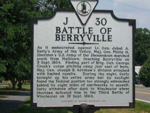 BATTLE OF BERRYVILLE WAR MEMORIAL MARKER