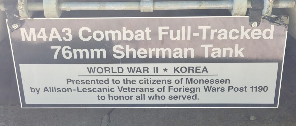 M4A3 COMBAT FULL-TRACK 76MM SHERMAN TANK MEMORIAL PLAQUE