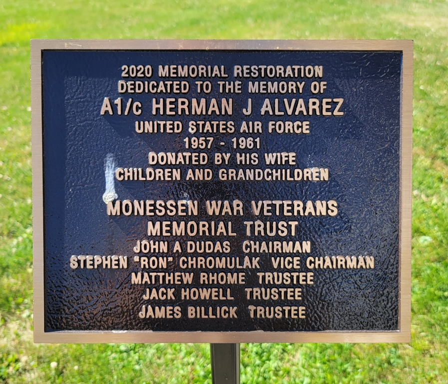 MONESSEN VETERANS MEMORIAL RESTORATION PLAQUE