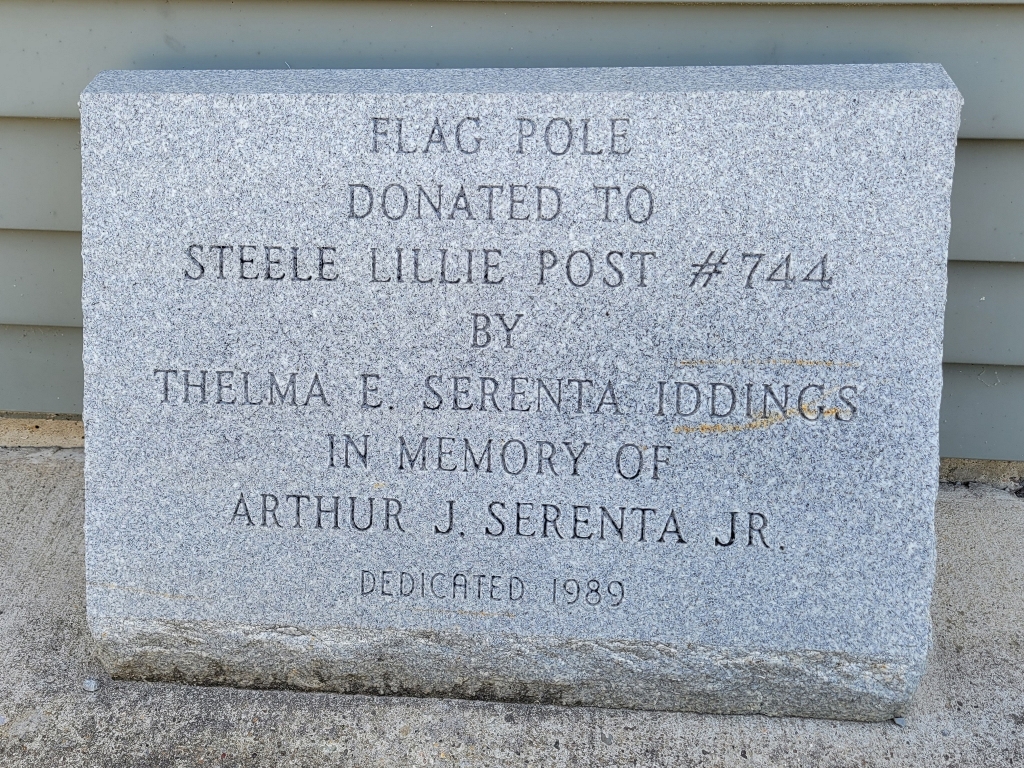 STEELE LILLIE POST #744 MEMORIAL FLAG POLE STONE