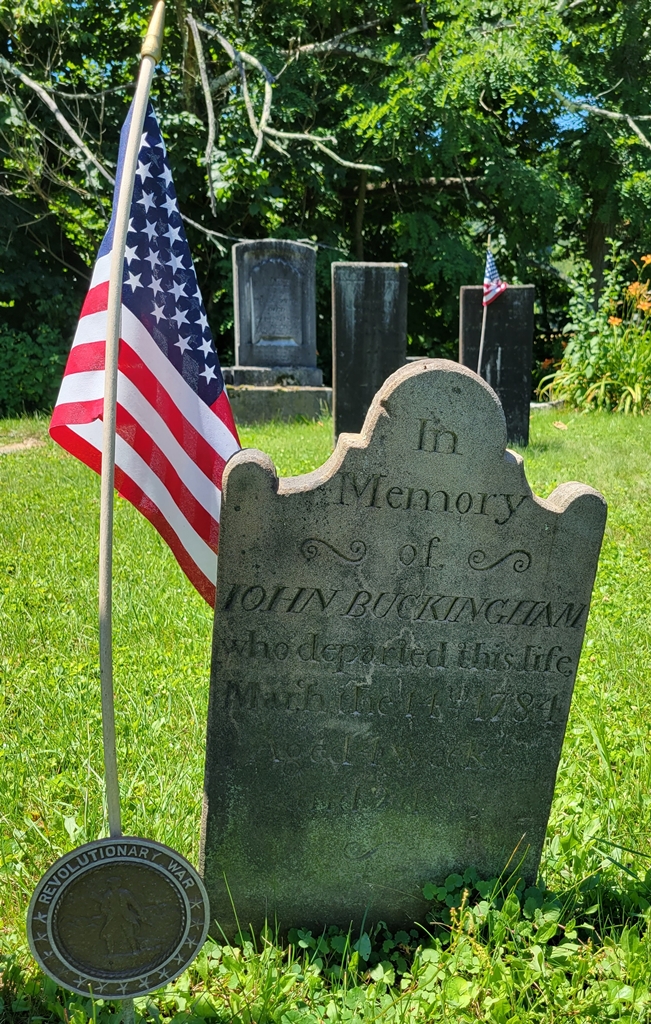 JOHN BUCKINGHAM REVOLUTIONARY WAR SOLDIER MEMORIOAL CEMETERY STONE