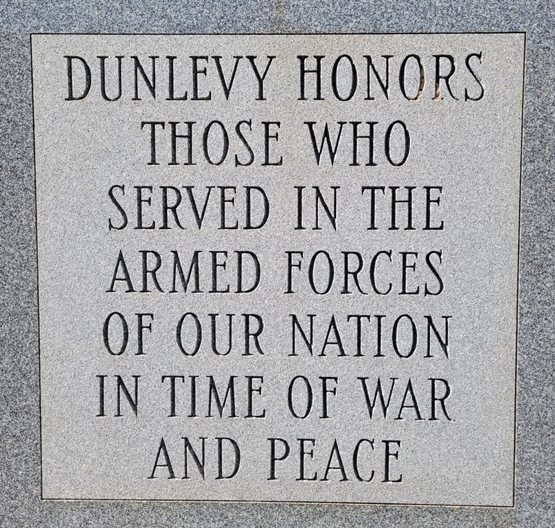 DUNLEVY VETERANS MEMORIAL DEDICATION STONE