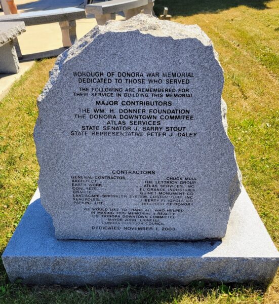 BOROUGH OF DONORA VETERAN’S WAR MEMORIAL STONE