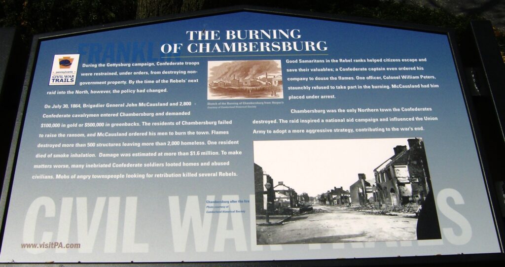 THE BURNING OF CHAMBERSBURG WAR MEMORIAL PLAQUE