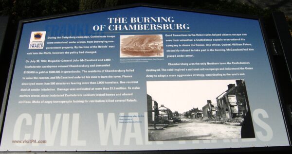 THE BURNING OF CHAMBERSBURG WAR MEMORIAL PLAQUE
