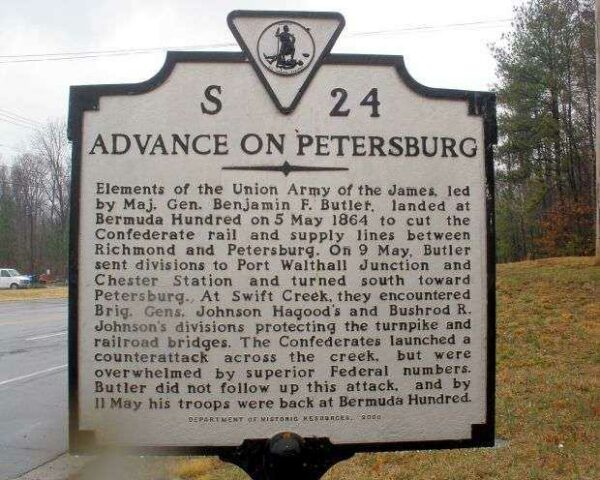 ADVANCE ON PETERSBURG WAR MEMORIAL MARKER