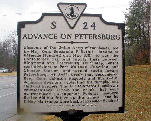 ADVANCE ON PETERSBURG WAR MEMORIAL MARKER